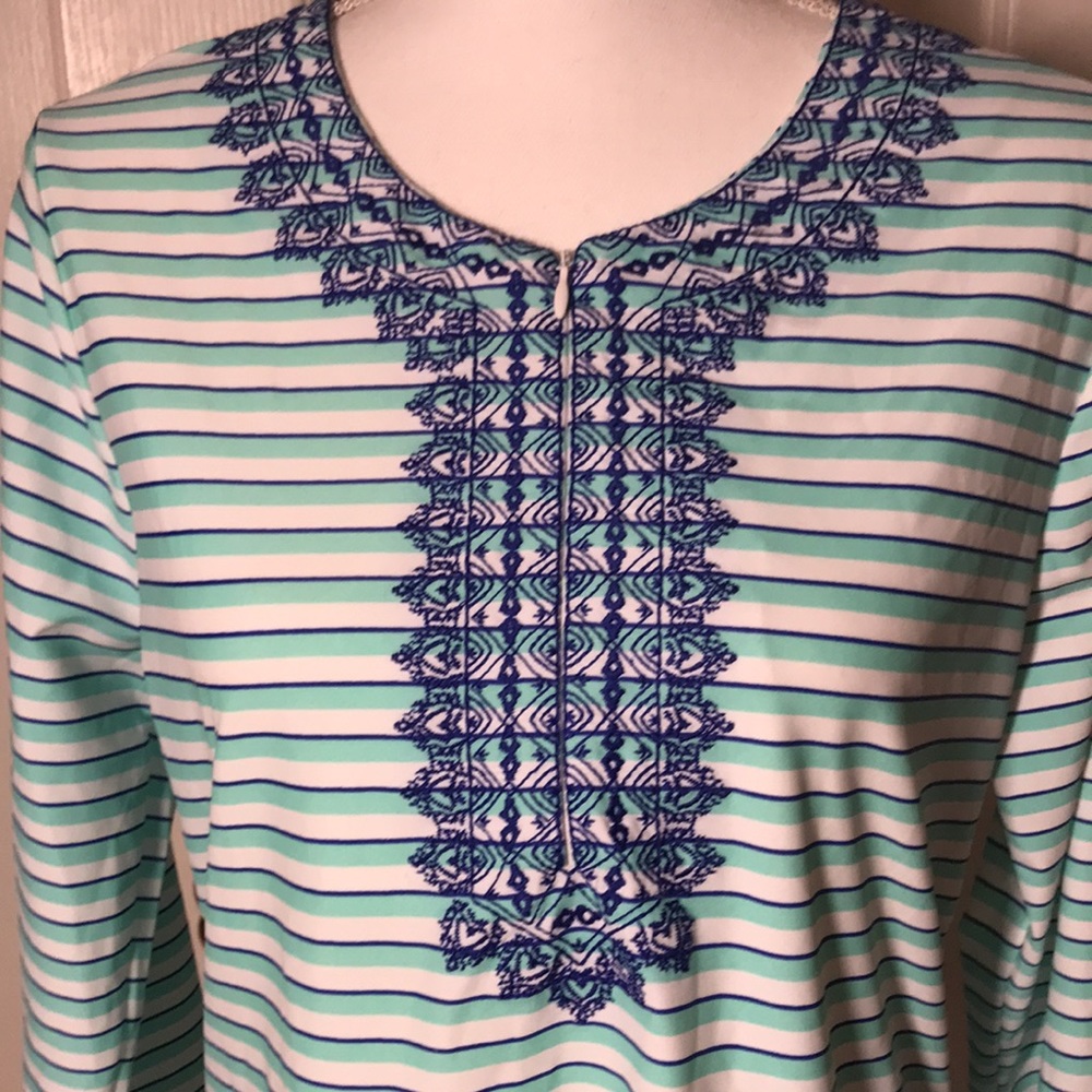 Cabana Life UPF 50+ Rashguard Top XL blue white striped - Picture 2 of 7